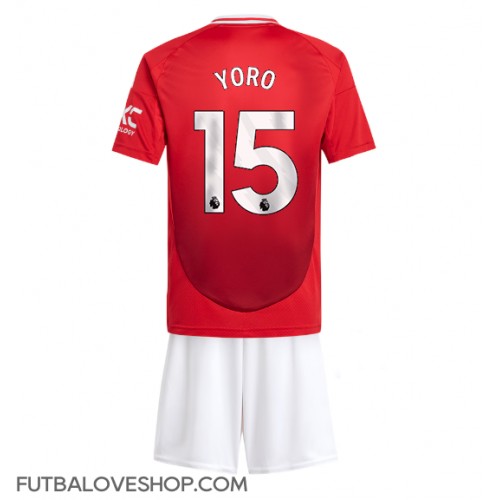 Dres Manchester United Leny Yoro #15 Domáci pre deti 2024-25 Krátky Rukáv (+ trenírky)